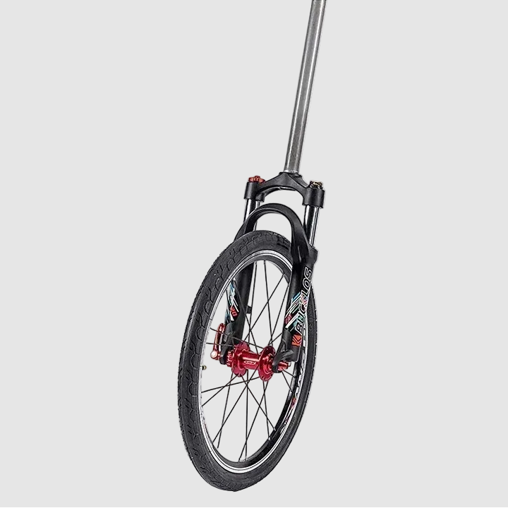Bicycle wheel with red hub on a white background, labeled 'Installation renderings'.