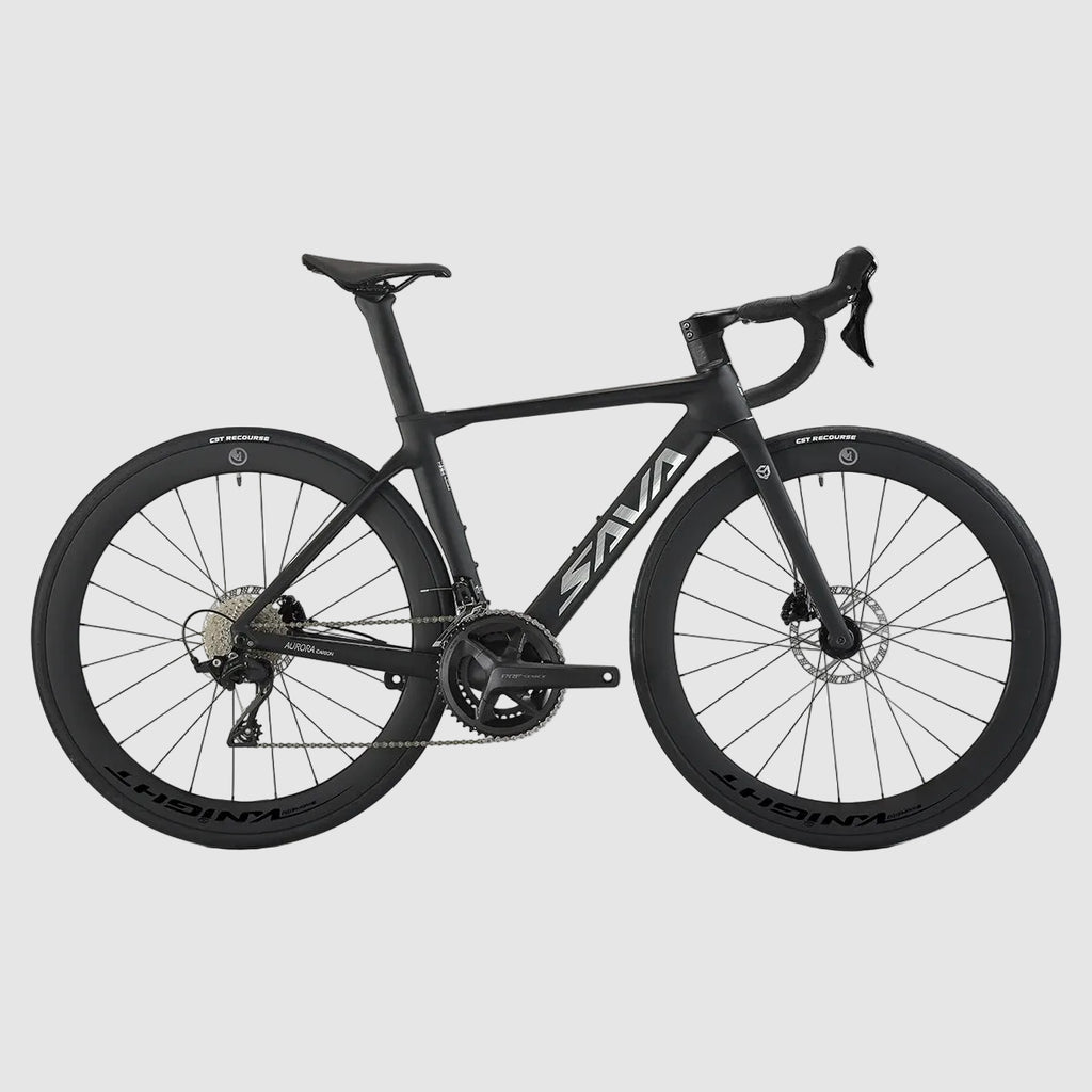 Black bicycle with 'Savio' branding on a white background