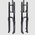 Two bicycle forks with 'Buckloos' branding on a white background