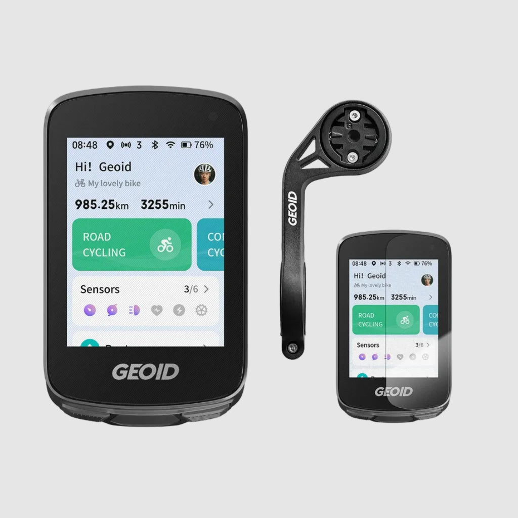 GEOID CC700 Pro computer with mount and protective film on a white background